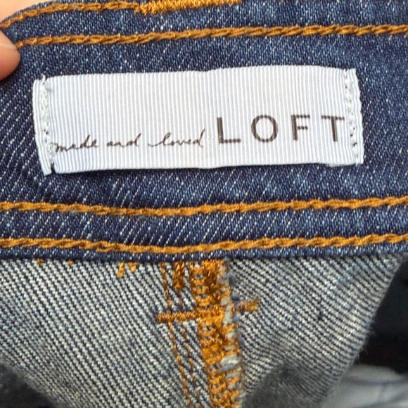 LOFT Dark Blue The Wide Leg Raw Edge Jeans Size 10 - Picture 2 of 4